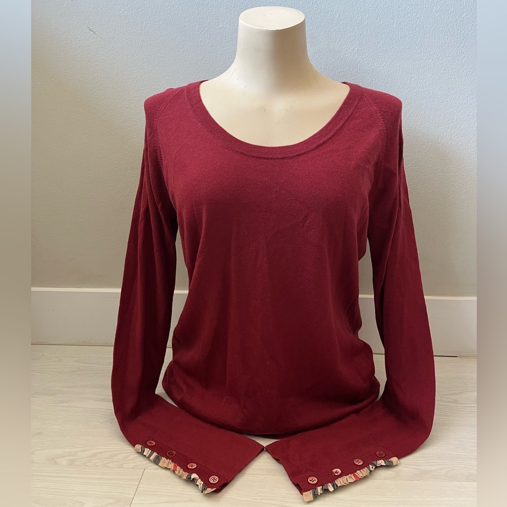 Burberry Wool Burgundy Long Sleeve Sweater size XL